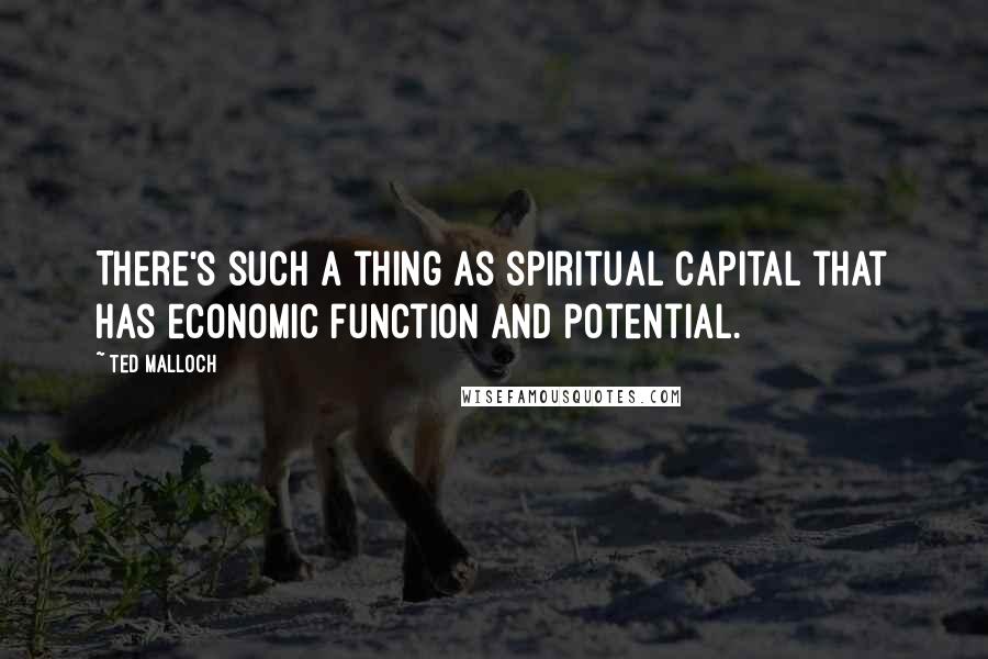 Ted Malloch quotes: There's such a thing as spiritual capital that has economic function and potential.