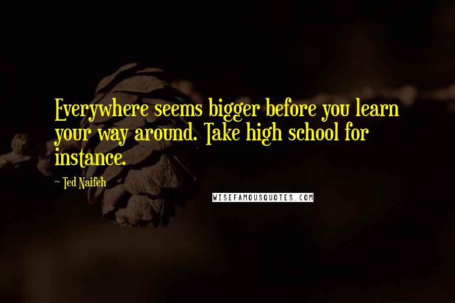 Ted Naifeh quotes: Everywhere seems bigger before you learn your way around. Take high school for instance.