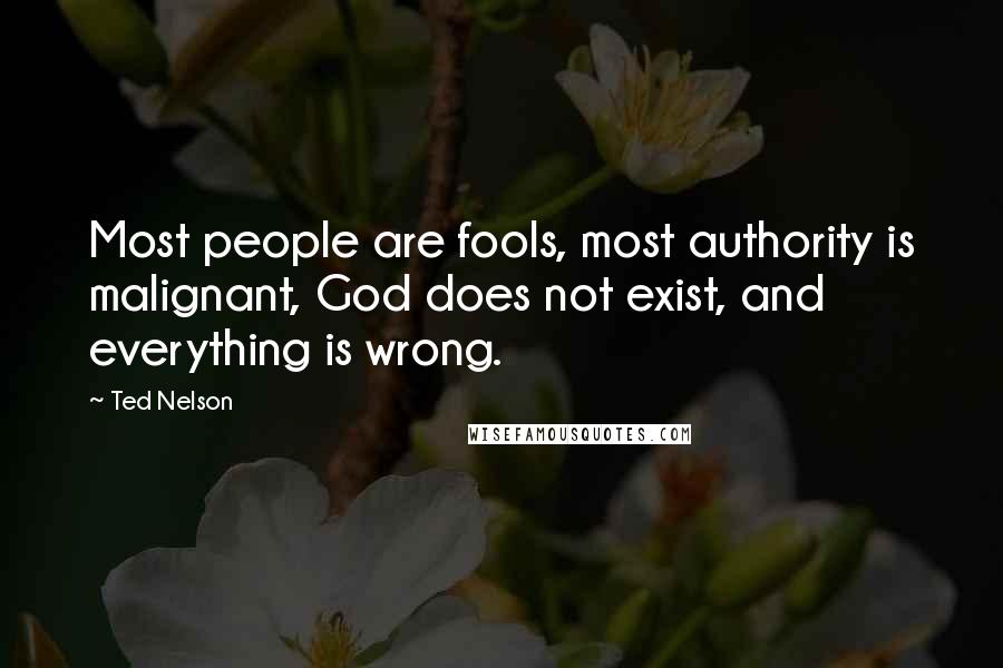 Ted Nelson quotes: Most people are fools, most authority is malignant, God does not exist, and everything is wrong.