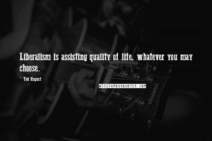 Ted Nugent quotes: Liberalism is assisting quality of life, whatever you may choose.