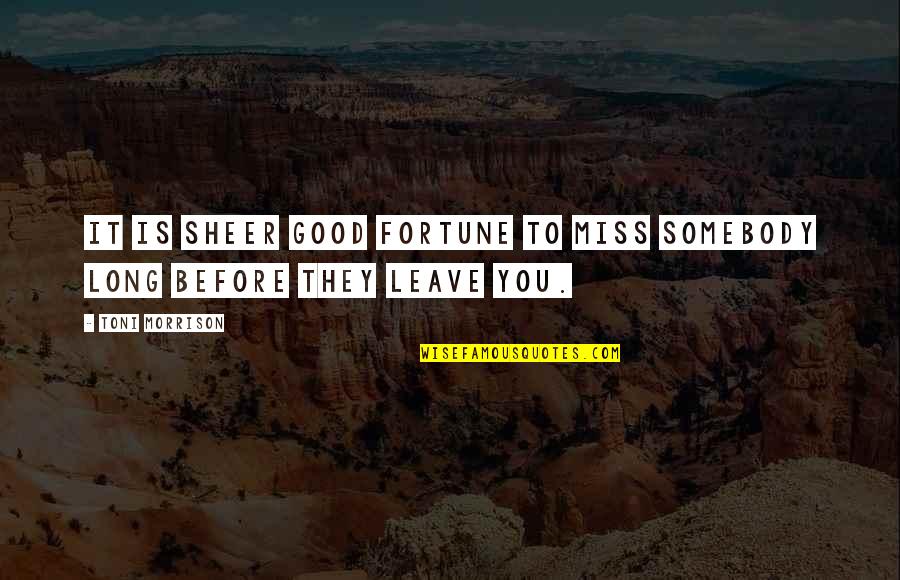 Teddy Roosevelt Man In The Arena Quotes By Toni Morrison: It is sheer good fortune to miss somebody