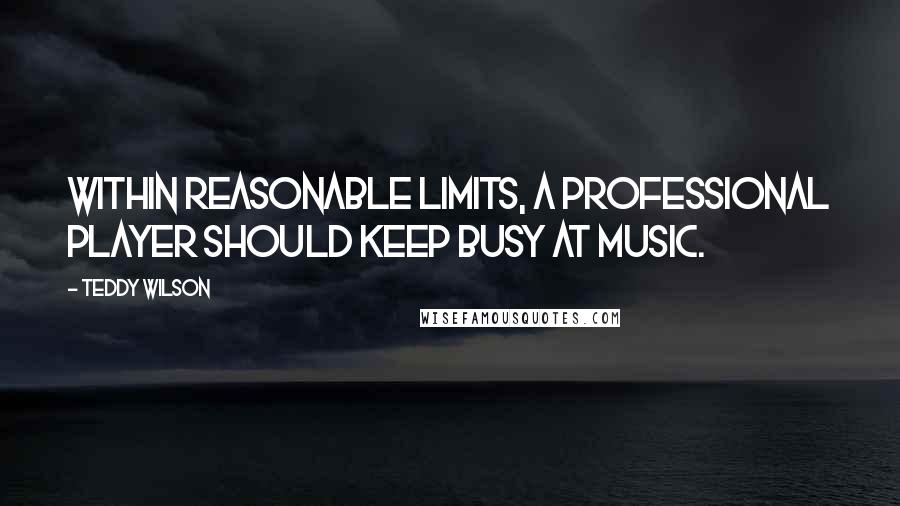 Teddy Wilson quotes: Within reasonable limits, a professional player should keep busy at music.