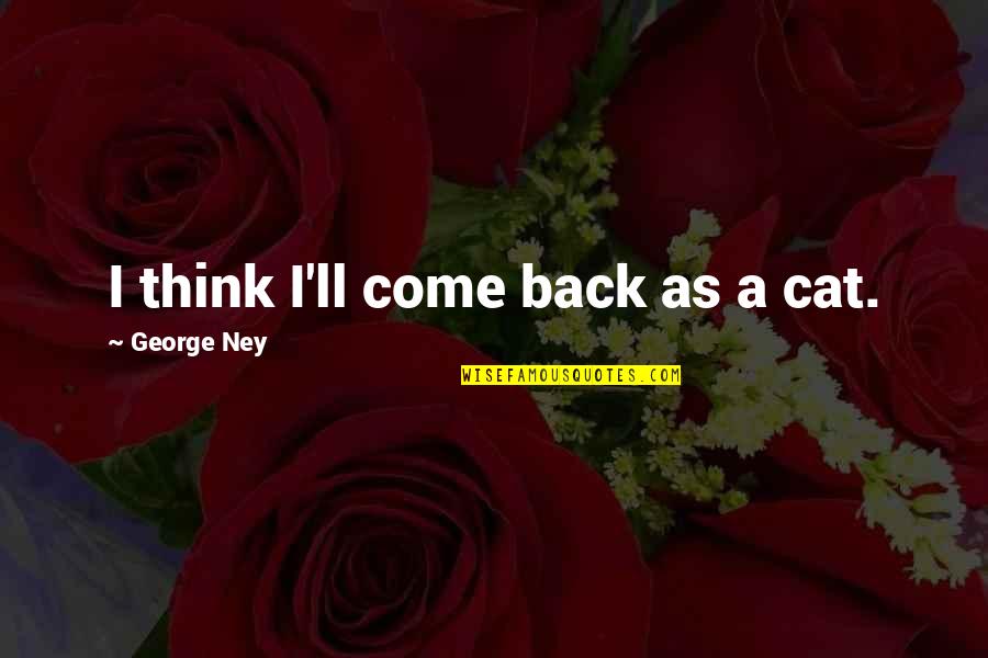 Teddybear Quotes By George Ney: I think I'll come back as a cat.