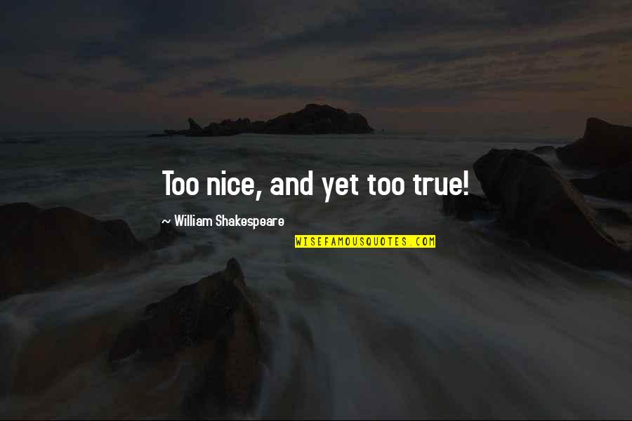 Teenage Relationship Problem Quotes By William Shakespeare: Too nice, and yet too true!