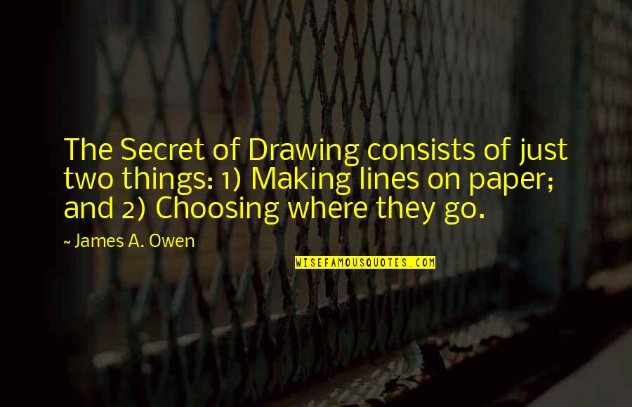 Teeniest Quotes By James A. Owen: The Secret of Drawing consists of just two