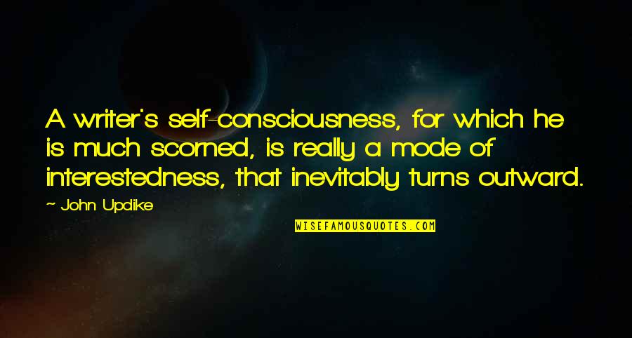 Tejomayananda Youtube Quotes By John Updike: A writer's self-consciousness, for which he is much Tejomayananda Youtube Quotes By John Updike: A writer's self-consciousness, for which he is much