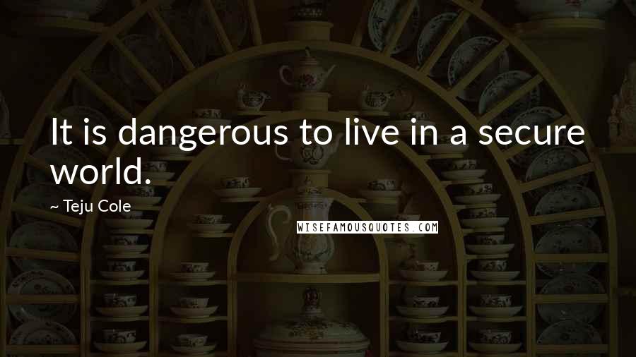 Teju Cole quotes: It is dangerous to live in a secure world.