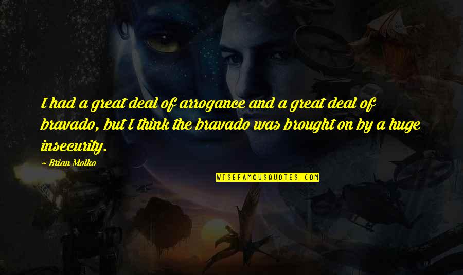 Tekun Mail Quotes By Brian Molko: I had a great deal of arrogance and