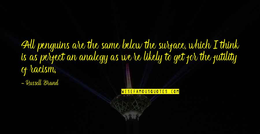 Telderers Quotes By Russell Brand: All penguins are the same below the surface,