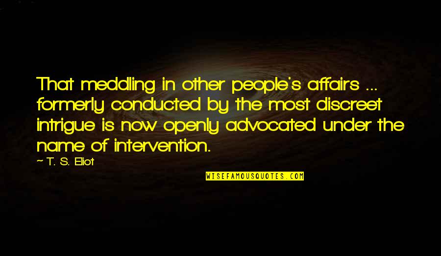 Teleplay Resources Quotes By T. S. Eliot: That meddling in other people's affairs ... formerly