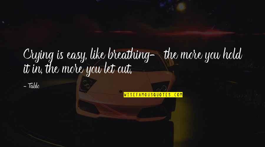 Telescoping Quotes By Tablo: Crying is easy, like breathing- the more you