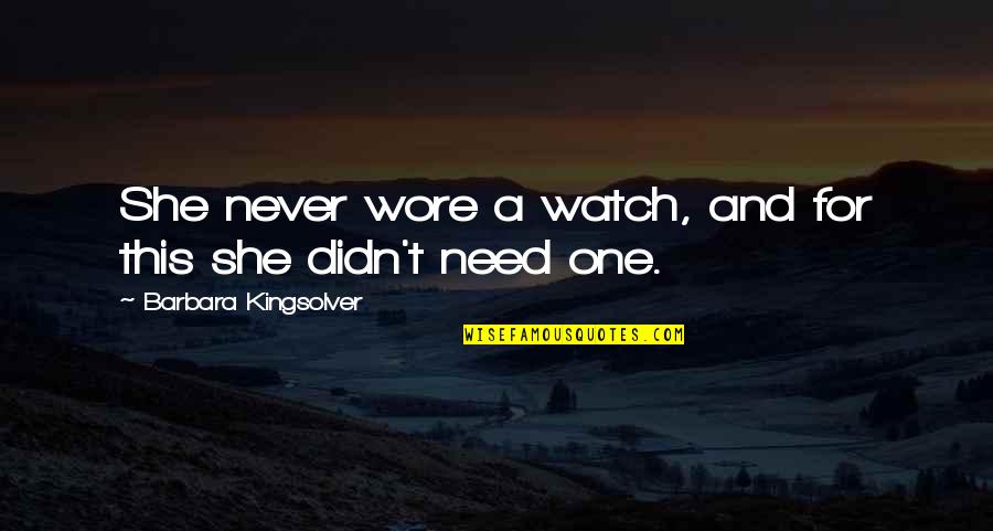 Teletubbies Quotes By Barbara Kingsolver: She never wore a watch, and for this