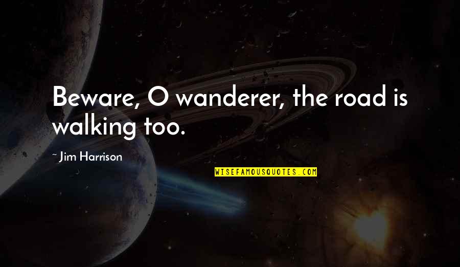Televiziunea Romaneasca Quotes By Jim Harrison: Beware, O wanderer, the road is walking too. Televiziunea Romaneasca Quotes By Jim Harrison: Beware, O wanderer, the road is walking too.