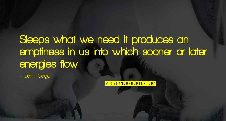 Telhado Sanduiche Quotes By John Cage: Sleep's what we need. It produces an emptiness