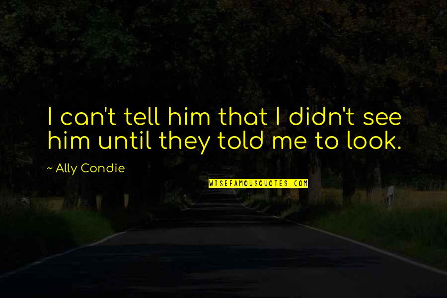 Tell Him Off Quotes By Ally Condie: I can't tell him that I didn't see