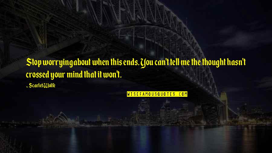 Tell Me About You Quotes By Scarlet Wolfe: Stop worrying about when this ends. You can't