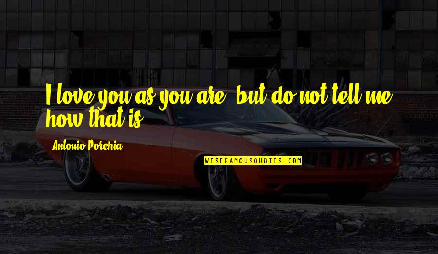 Tell Me How To Love You Quotes By Antonio Porchia: I love you as you are, but do Tell Me How To Love You Quotes By Antonio Porchia: I love you as you are, but do