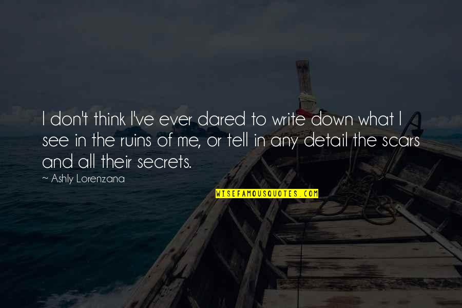 Tell Me Quotes And Quotes By Ashly Lorenzana: I don't think I've ever dared to write