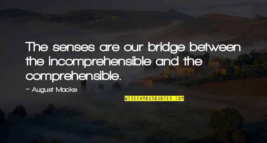 Tell Me Something Sweet Quotes By August Macke: The senses are our bridge between the incomprehensible