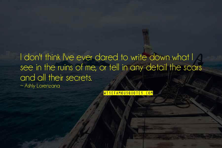 Tell Me What You See Quotes By Ashly Lorenzana: I don't think I've ever dared to write Tell Me What You See Quotes By Ashly Lorenzana: I don't think I've ever dared to write