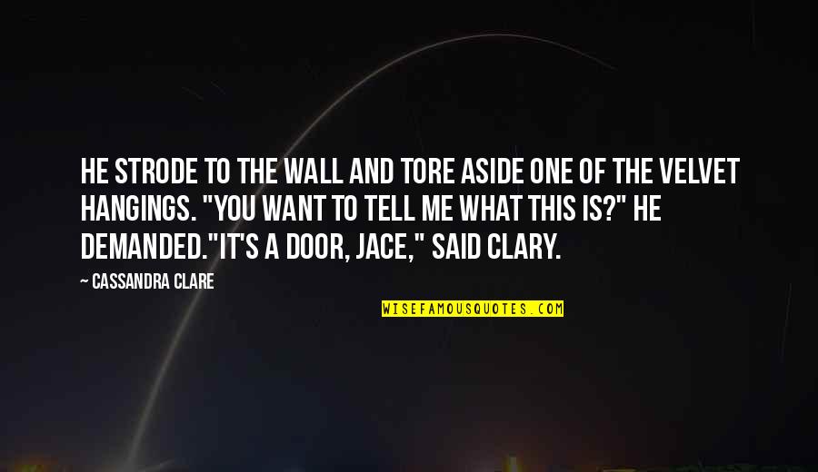 Tell Me What You Want Quotes By Cassandra Clare: He strode to the wall and tore aside