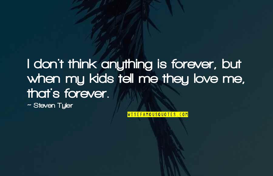 Tell Me You Don Love Me Quotes By Steven Tyler: I don't think anything is forever, but when