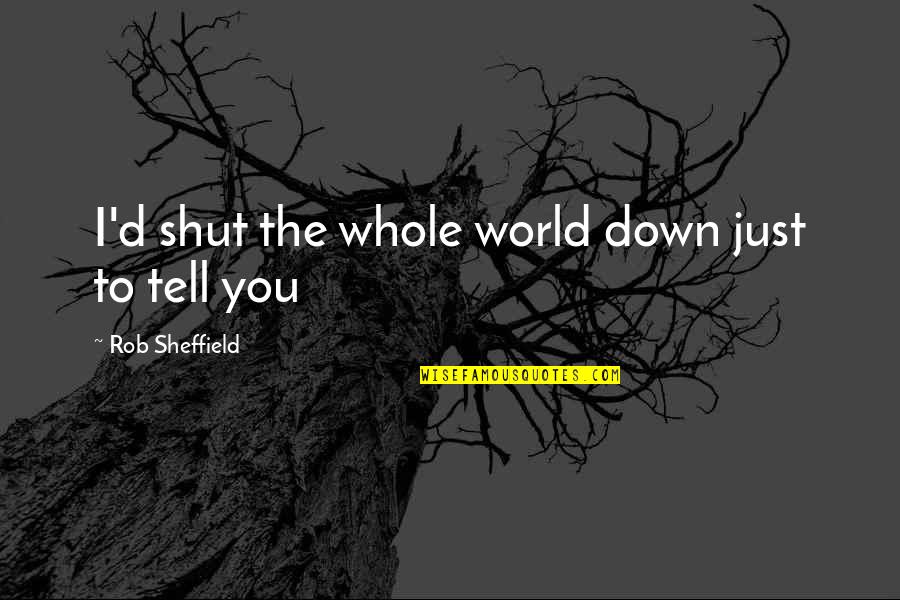 Tell You Love You Quotes By Rob Sheffield: I'd shut the whole world down just to