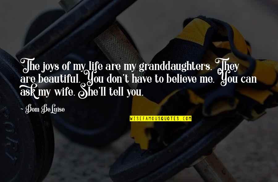 Tell Your Wife She Is Beautiful Quotes By Dom DeLuise: The joys of my life are my granddaughters.