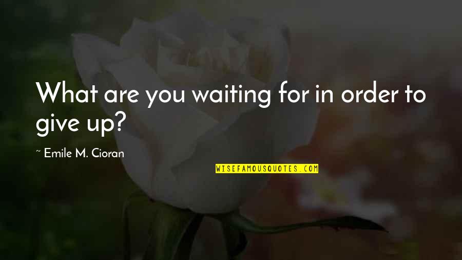 Tella Dragna Quotes By Emile M. Cioran: What are you waiting for in order to
