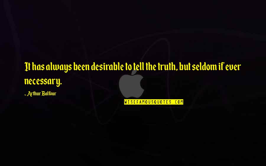 Telling The Truth Is Best Quotes By Arthur Balfour: It has always been desirable to tell the