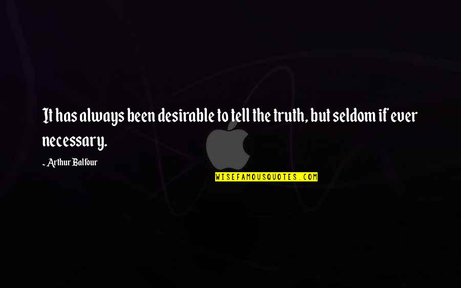 Telling Truth Quotes By Arthur Balfour: It has always been desirable to tell the