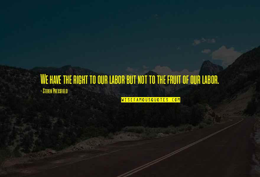 Telling Truth Quotes By Steven Pressfield: We have the right to our labor but Telling Truth Quotes By Steven Pressfield: We have the right to our labor but