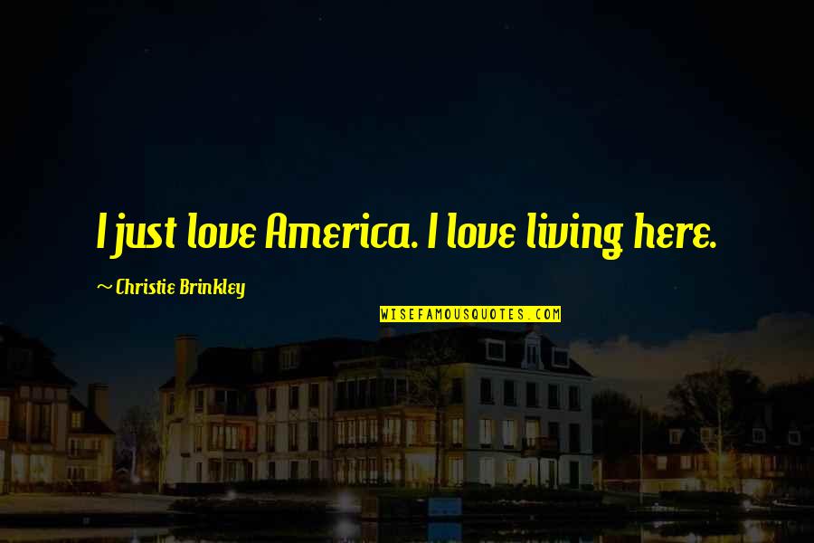 Temazcal Dedham Quotes By Christie Brinkley: I just love America. I love living here. Temazcal Dedham Quotes By Christie Brinkley: I just love America. I love living here.