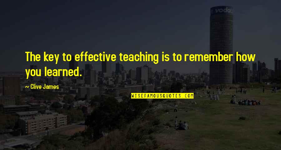 Teminite Quotes By Clive James: The key to effective teaching is to remember
