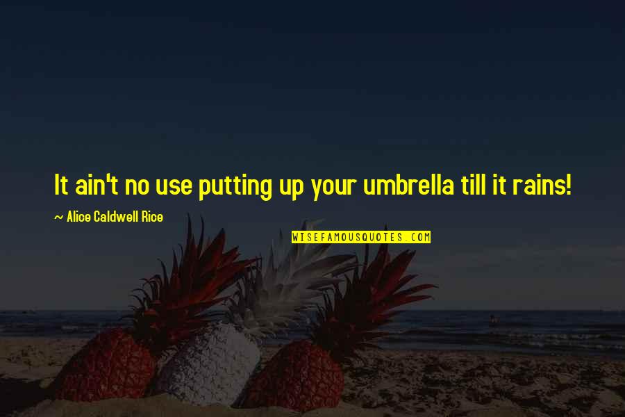 Temp Tales Quotes By Alice Caldwell Rice: It ain't no use putting up your umbrella