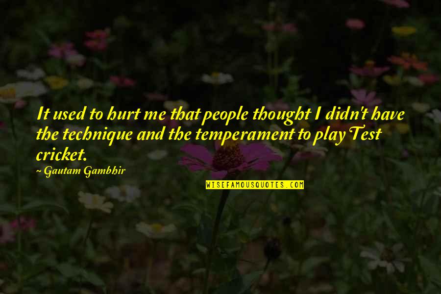 Temperament Quotes By Gautam Gambhir: It used to hurt me that people thought
