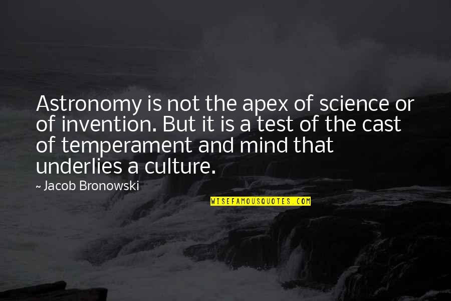 Temperament Quotes By Jacob Bronowski: Astronomy is not the apex of science or