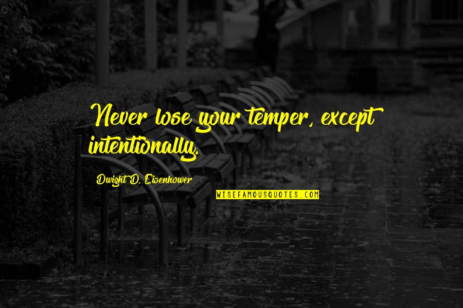 Temper'd Quotes By Dwight D. Eisenhower: Never lose your temper, except intentionally.
