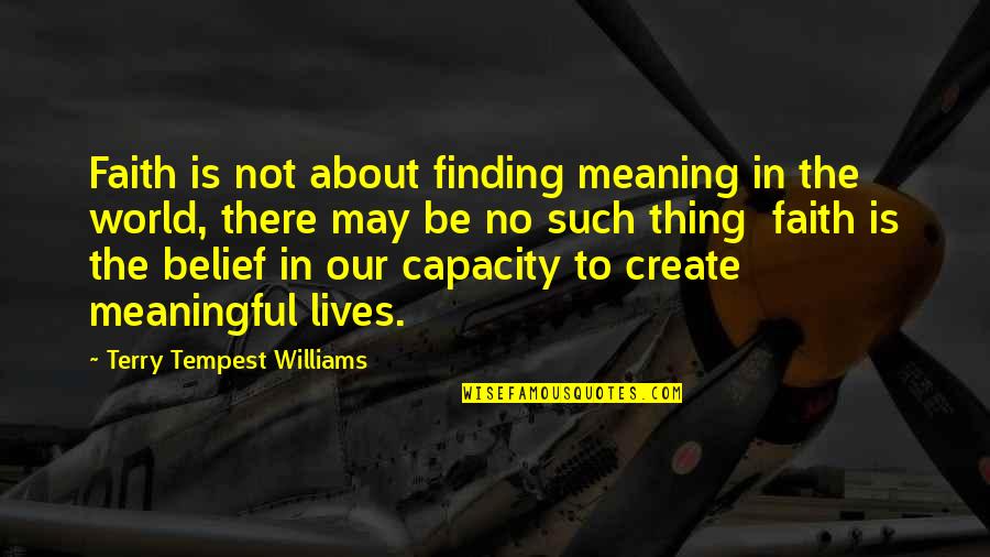 Tempest Quotes By Terry Tempest Williams: Faith is not about finding meaning in the