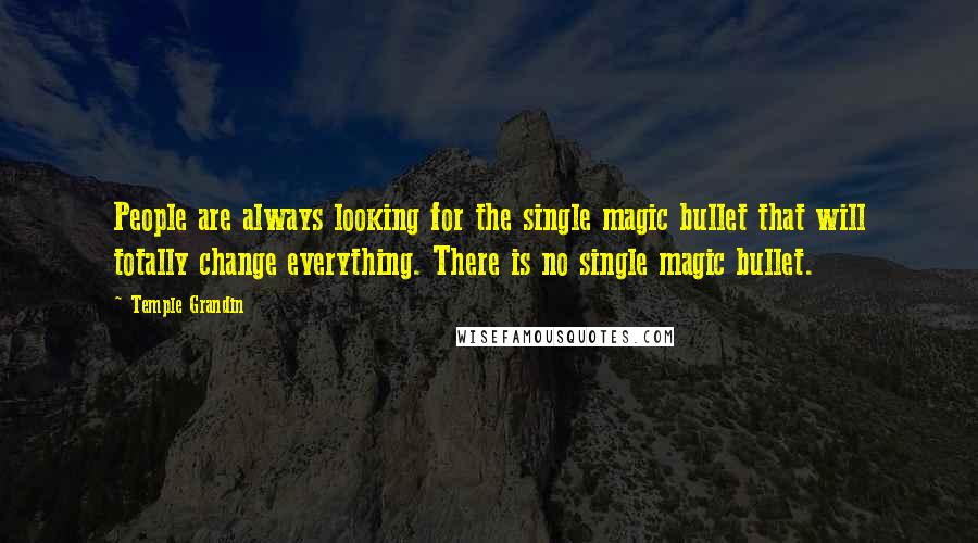 Temple Grandin quotes: People are always looking for the single magic bullet that will totally change everything. There is no single magic bullet.