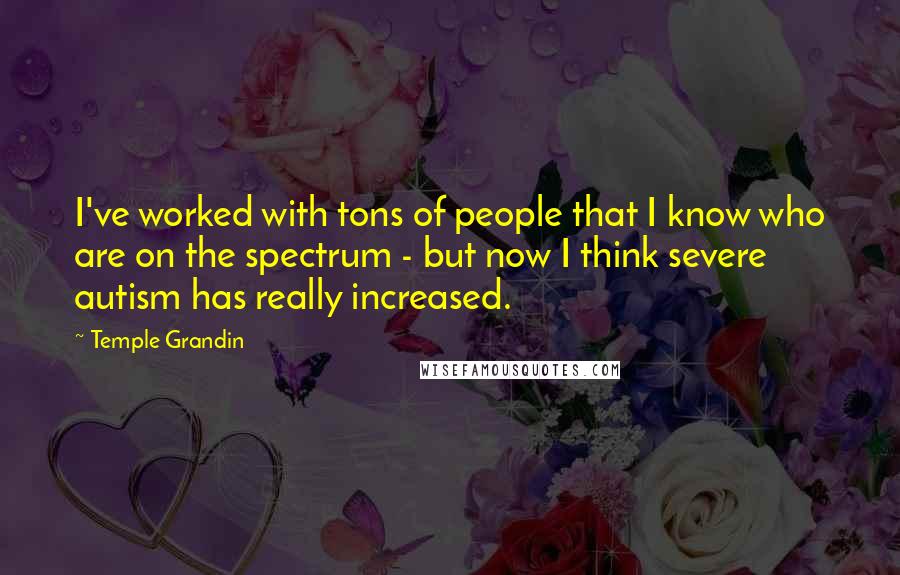 Temple Grandin quotes: I've worked with tons of people that I know who are on the spectrum - but now I think severe autism has really increased.