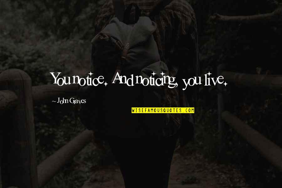 Temporer Buro Quotes By John Graves: You notice. And noticing, you live.