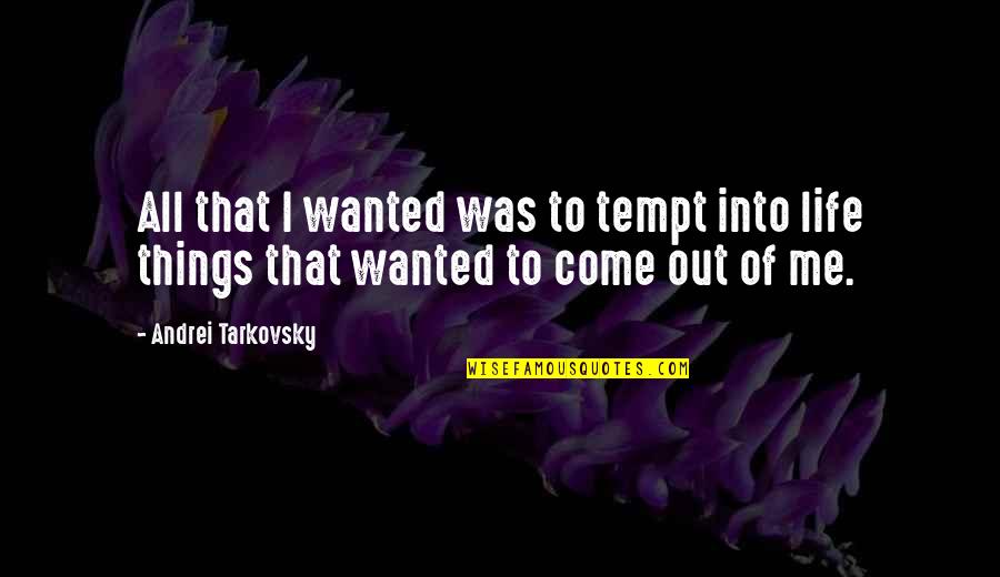 Tempt Quotes By Andrei Tarkovsky: All that I wanted was to tempt into