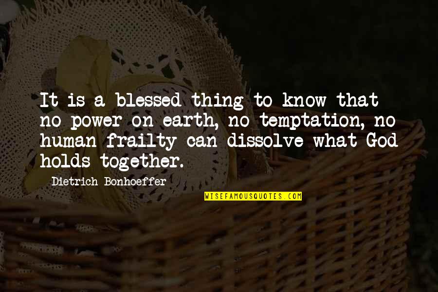 Temptation And God Quotes By Dietrich Bonhoeffer: It is a blessed thing to know that