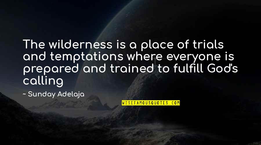 Temptations In Life Quotes By Sunday Adelaja: The wilderness is a place of trials and Temptations In Life Quotes By Sunday Adelaja: The wilderness is a place of trials and