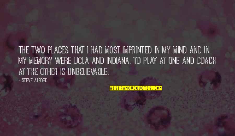 Tenable Synonyms Quotes By Steve Alford: The two places that I had most imprinted Tenable Synonyms Quotes By Steve Alford: The two places that I had most imprinted