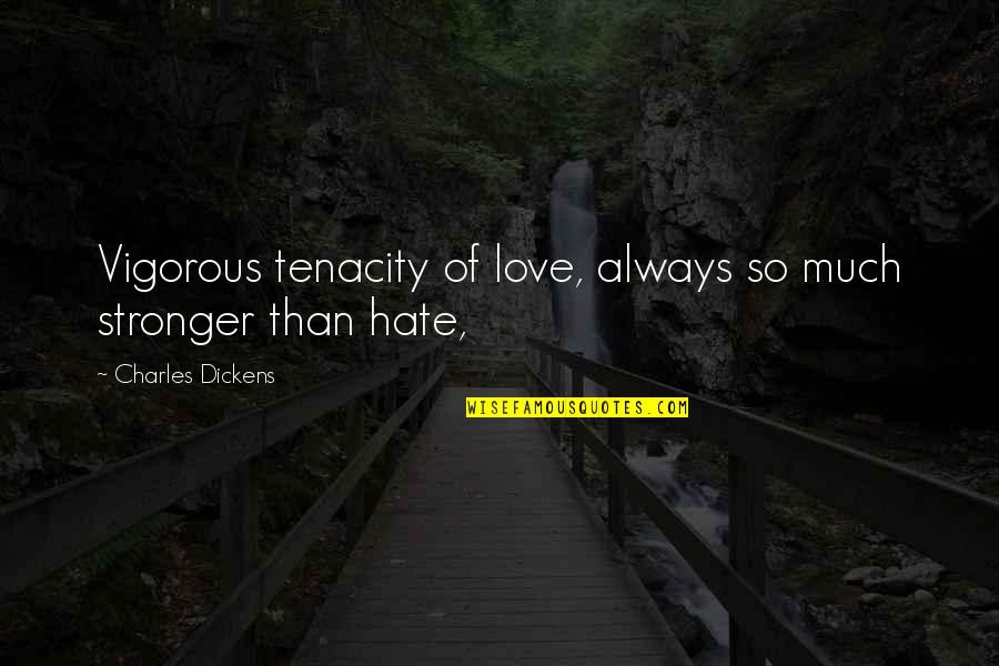 Tenacity Quotes By Charles Dickens: Vigorous tenacity of love, always so much stronger