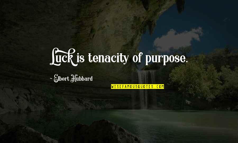 Tenacity Quotes By Elbert Hubbard: Luck is tenacity of purpose.