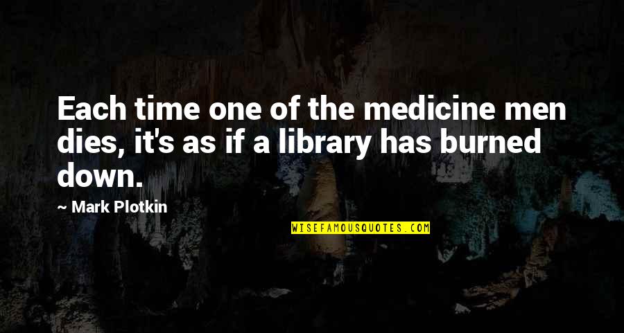 Tendentiously Quotes By Mark Plotkin: Each time one of the medicine men dies,