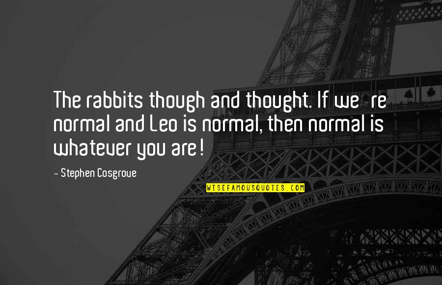 Tendered Quotes By Stephen Cosgrove: The rabbits though and thought. If we're normal